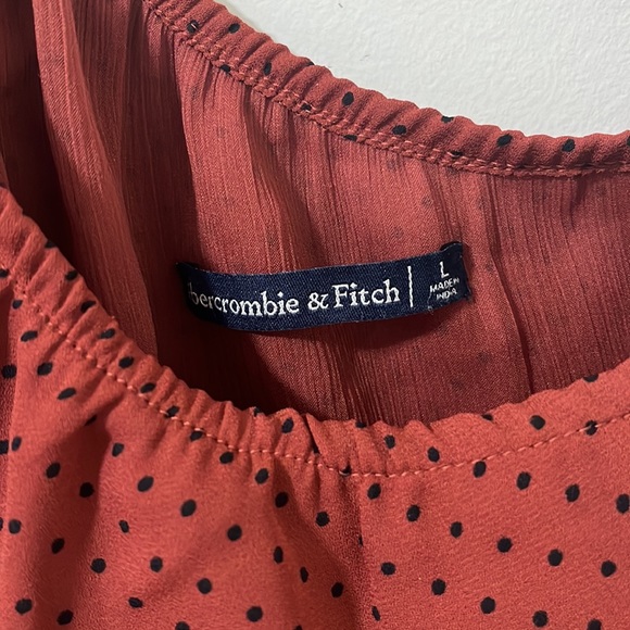 Abercrombie & Fitch One Shoulder Terracotta Polkadot Thong Ruched Bodysuit Sz L - Picture 5 of 11